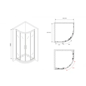 Душевой уголок Abber Schwarzer Diamant 90х90 AG01090M